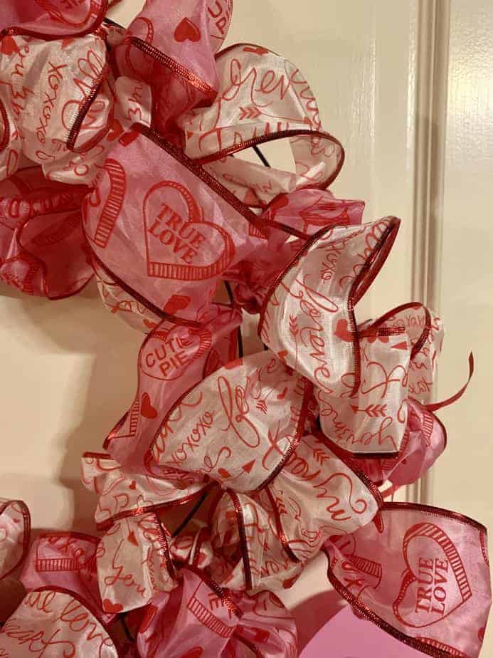 closeup of valentines day ribbon