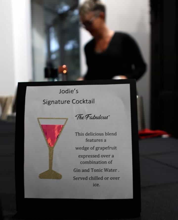 Sign showing signature cocktail made with cricut maker, printer, and vinyl
