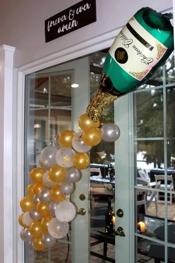 champagne balloon setup