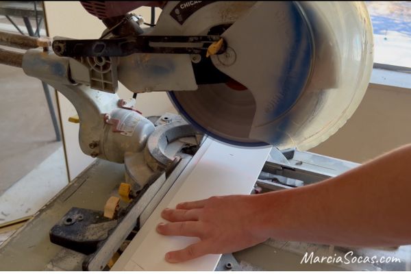cutting shiplap with miter saw