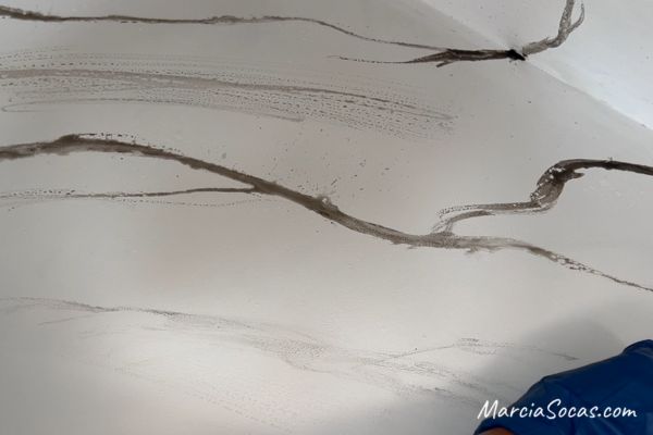 lightening veins on diy marble project