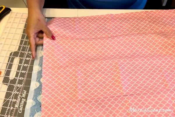 placing inner and outer fabric together for zipper pouch
