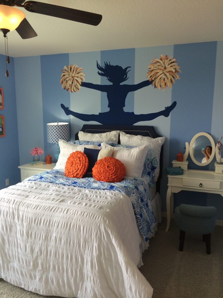 striped painted walls with sports colors