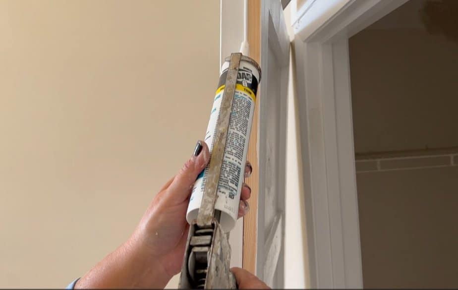 caulking seam at diy barn door