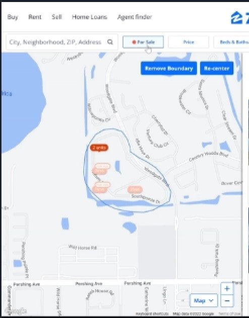 Draw boundary area to look at comparables when determining how much to offer on a house when using Zillow