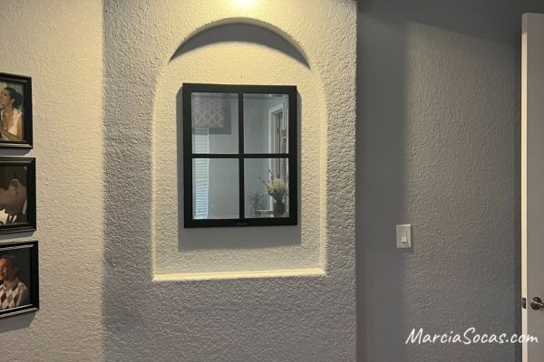 new diy wall mirror hanging in niche