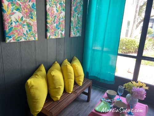 decorating outdoor porch with bright colors