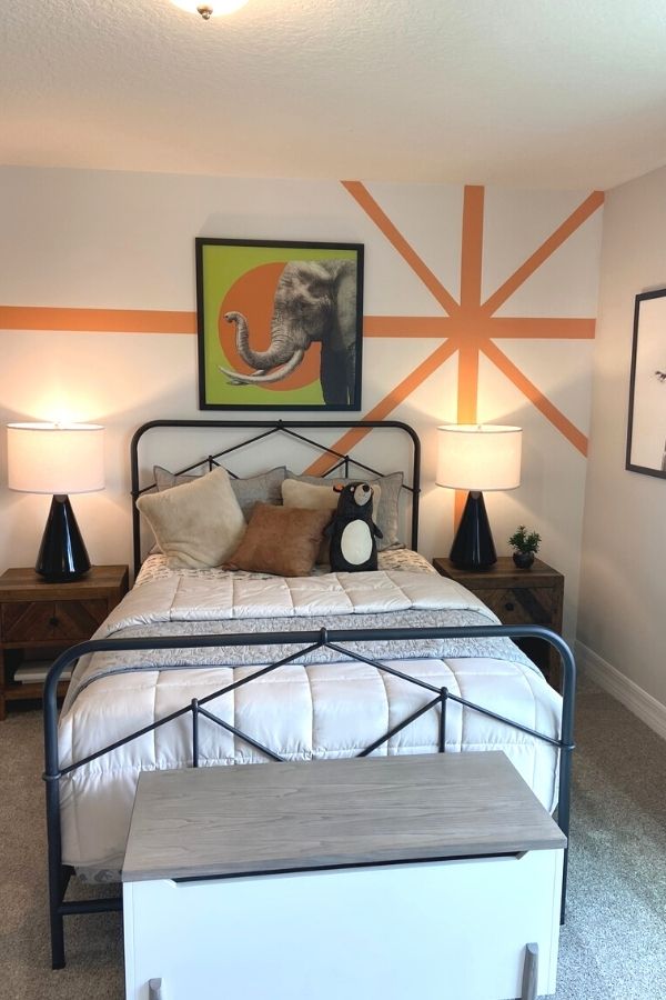 geometric painted accent wall