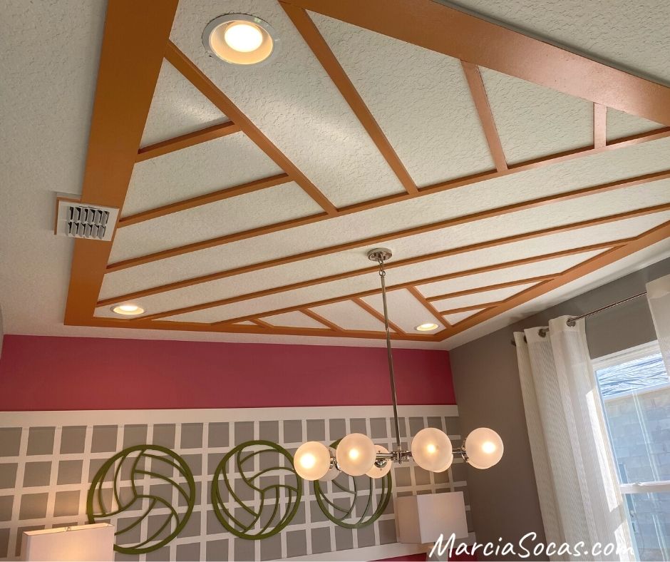 Ceiling millwork for volleyball themed room