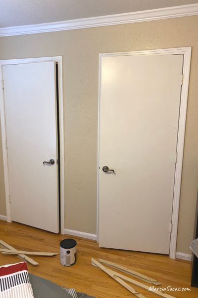 white old closet doors ready for makeover