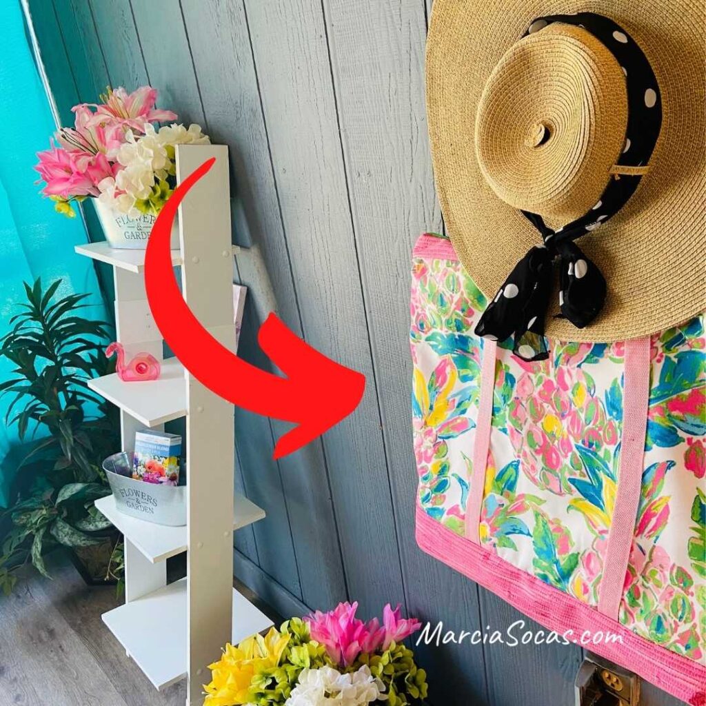 tropical beach bag on summery patio