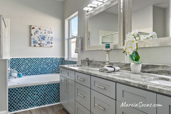 mosaic tile tub surround