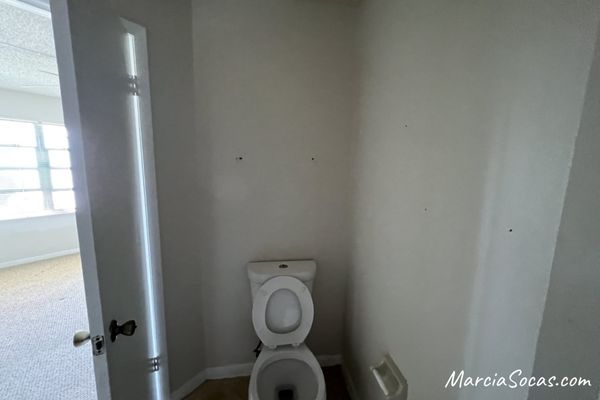 empty wall behind a toilet