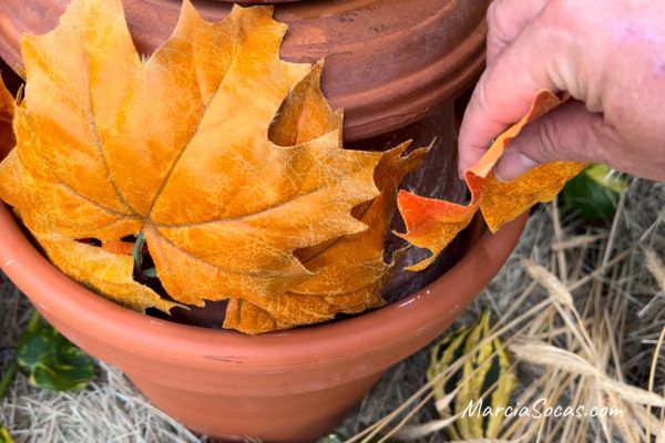 fall decor with diy fountain