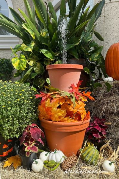 Fall fountain decor