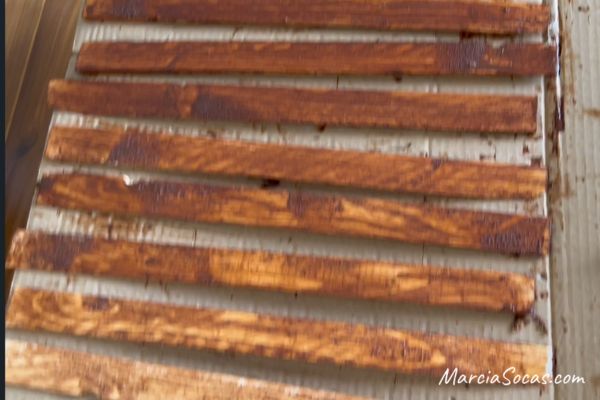 various shades of stain on wood shims